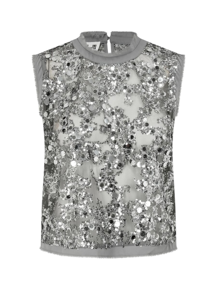 Grijze glittertop met pailetten Marina Baum Und Pferdgarten 