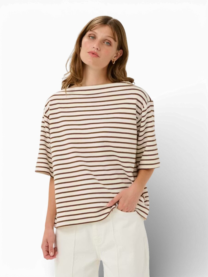 Beige gestreepte sweatshirt Ingina Soaked In Luxury 