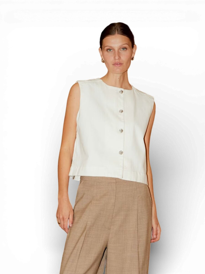 Witte cardigan Rina Waistcoat Soaked In Luxury