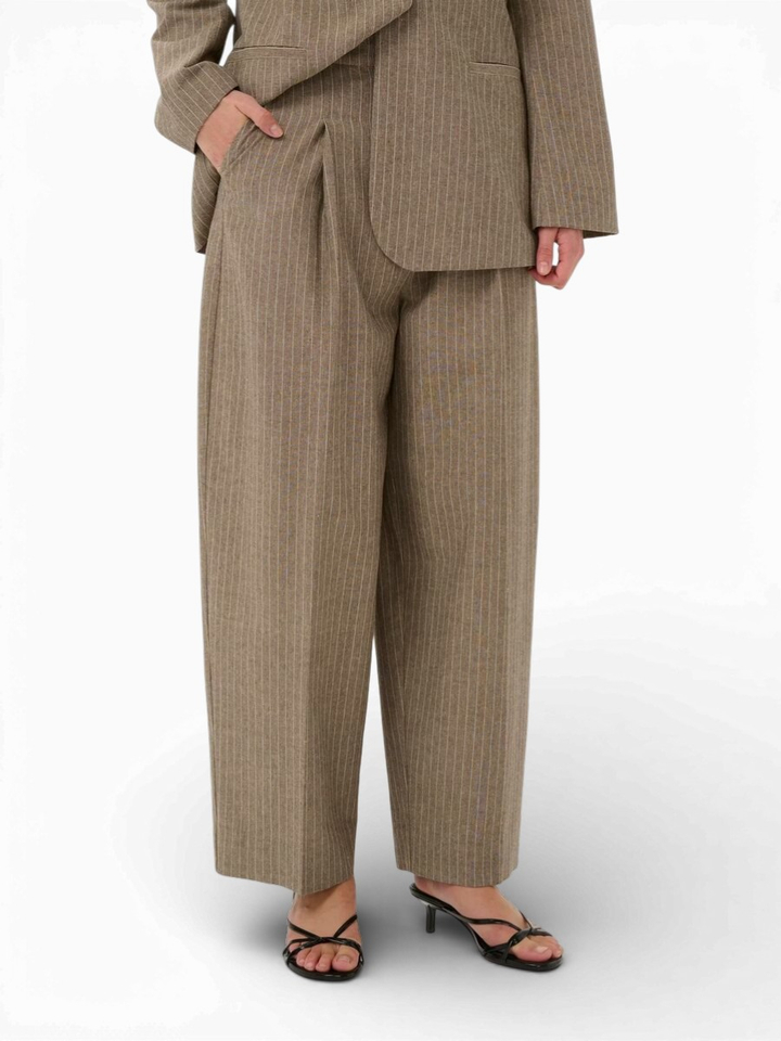 Bruine gestreepte broek Ginerva Pants Soaked