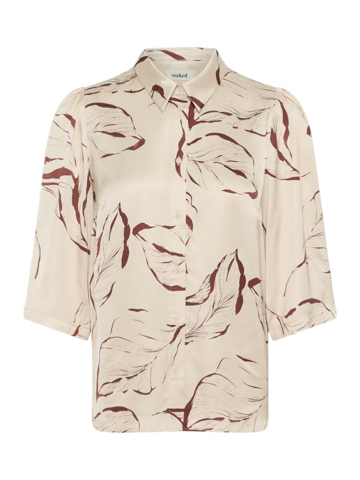 Beige bloes met bruine print Clero Shirt Soaked 
