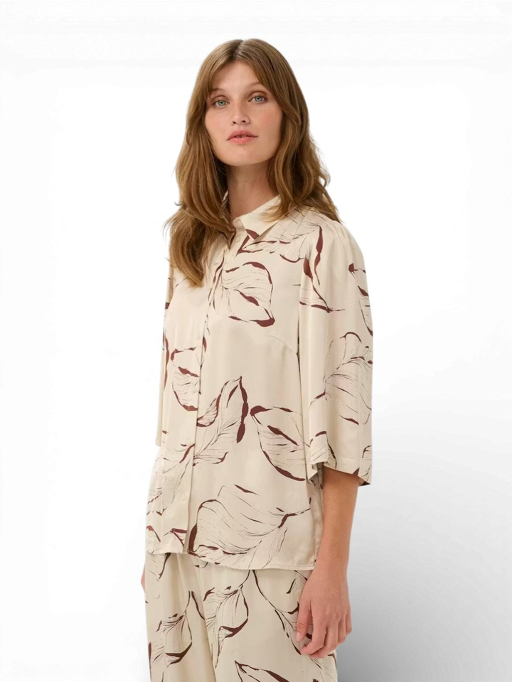 Beige bloes met bruine print Clero Shirt Soaked 