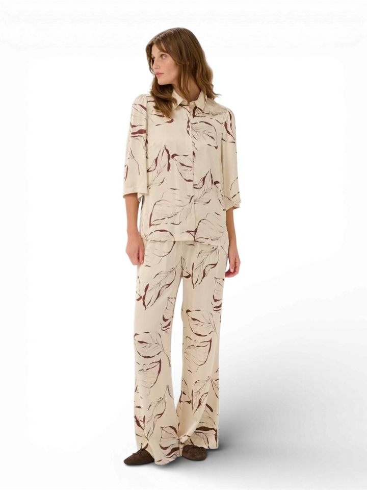 Beige bloes met bruine print Clero Shirt Soaked 