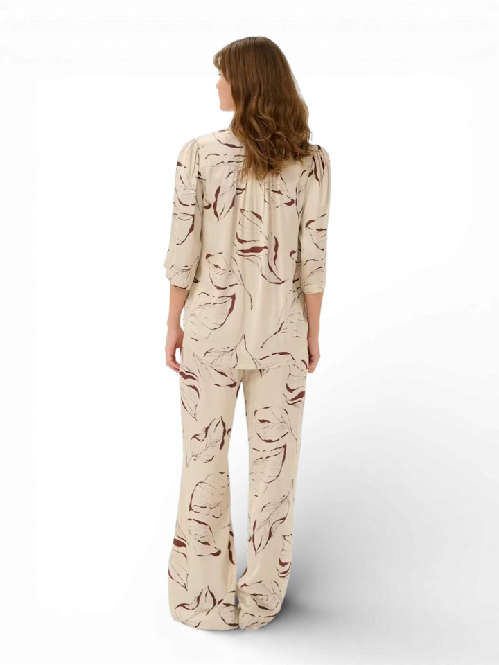 Beige bloes met bruine print Clero Shirt Soaked 