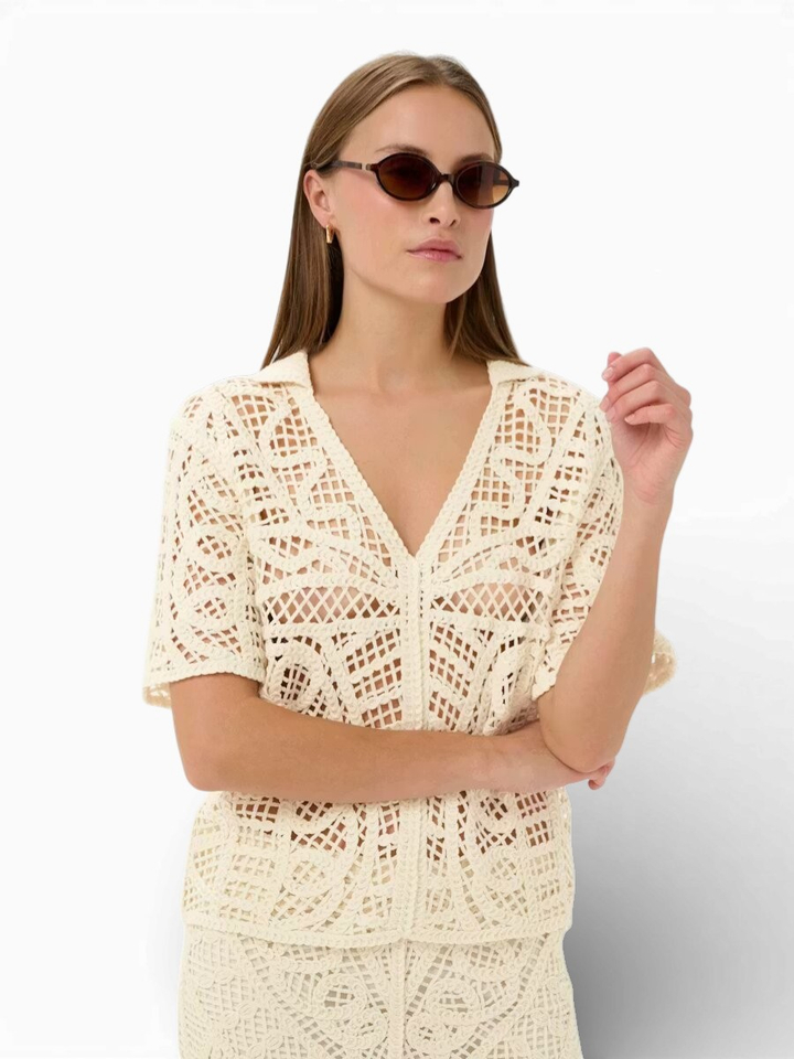 Ecru gehaakte pull Anamy Polo Soaked In Luxery