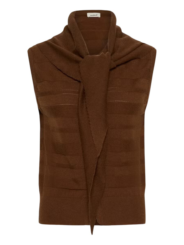 Bruine mouwloze gilet met sjaal Spina Waist Soaked In Luxery
