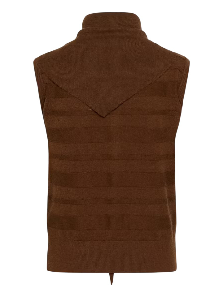Bruine mouwloze gilet met sjaal Spina Waist Soaked In Luxery