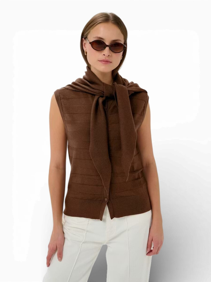 Bruine mouwloze gilet met sjaal Spina Waist Soaked In Luxery