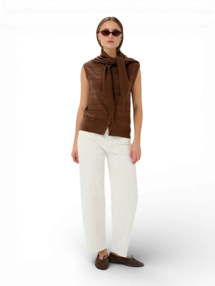 Bruine mouwloze gilet met sjaal Spina Waist Soaked In Luxery