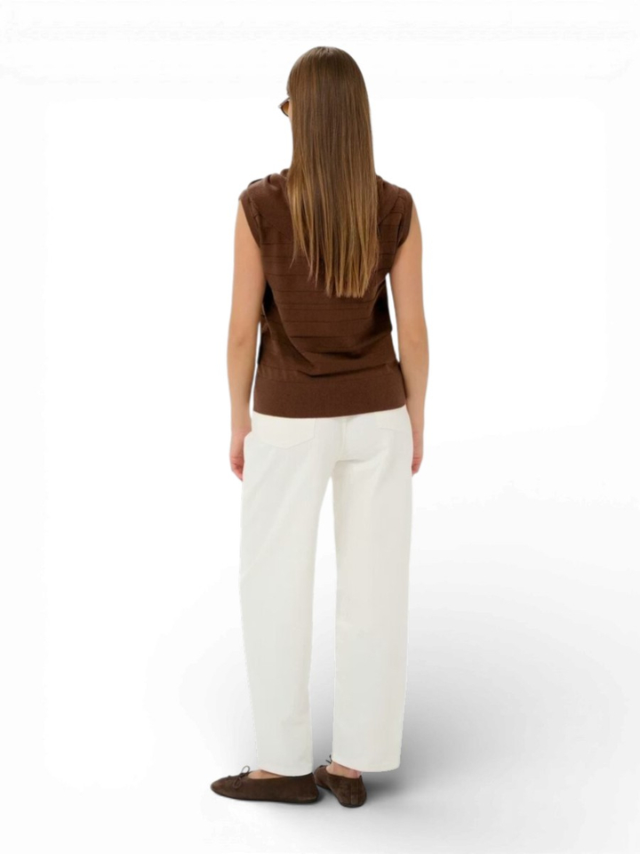 Bruine mouwloze gilet met sjaal Spina Waist Soaked In Luxery