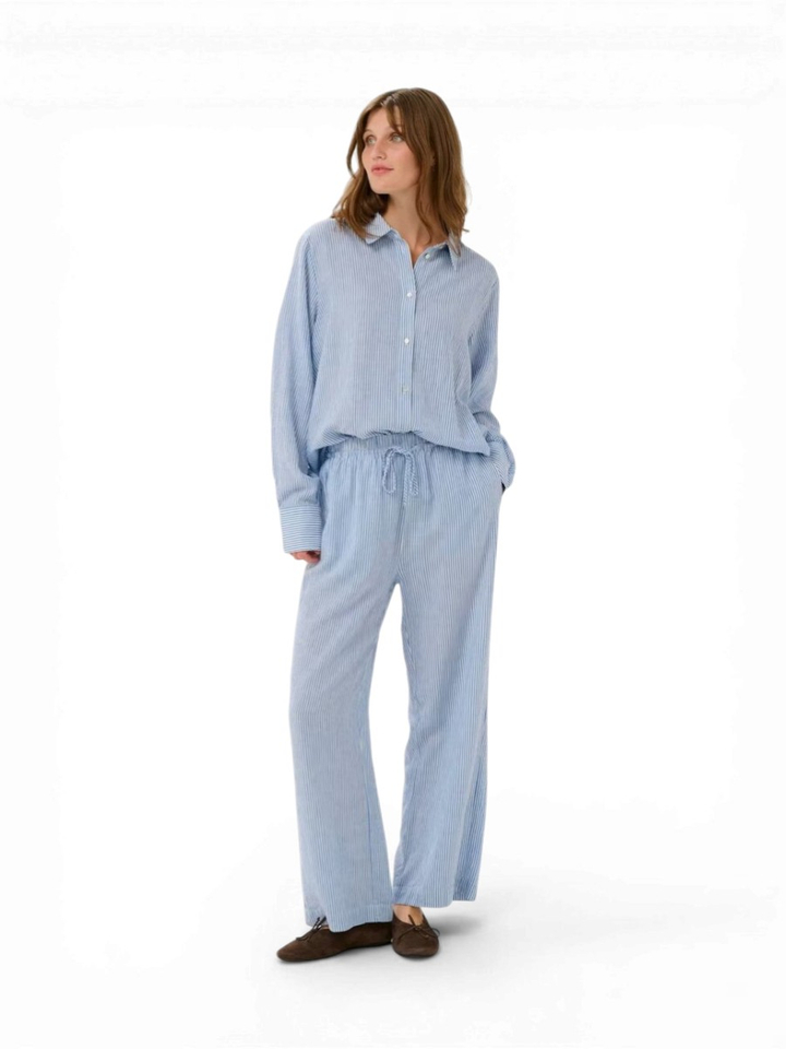 Blauwe gestreepte blouse Aria Shirt Soaked 