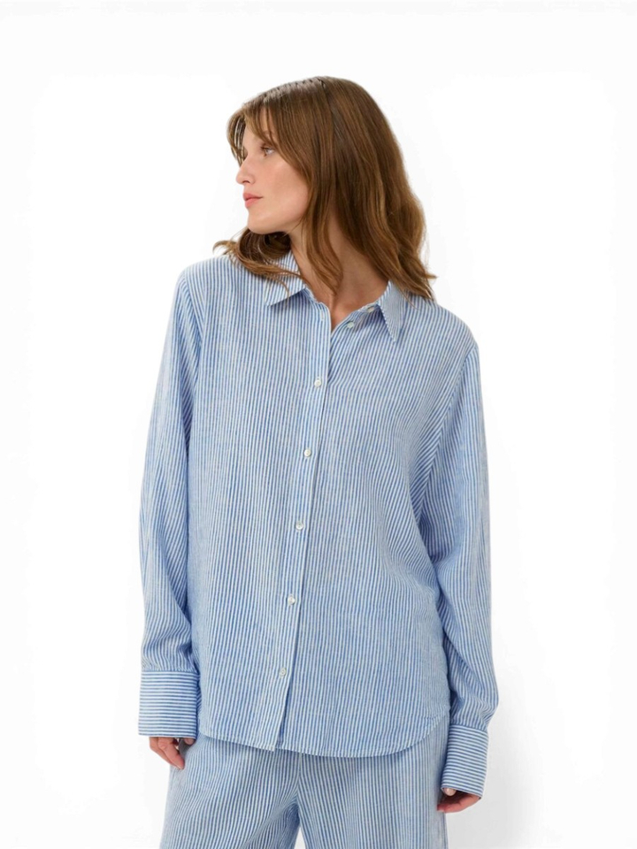 Blauwe gestreepte blouse Aria Shirt Soaked 