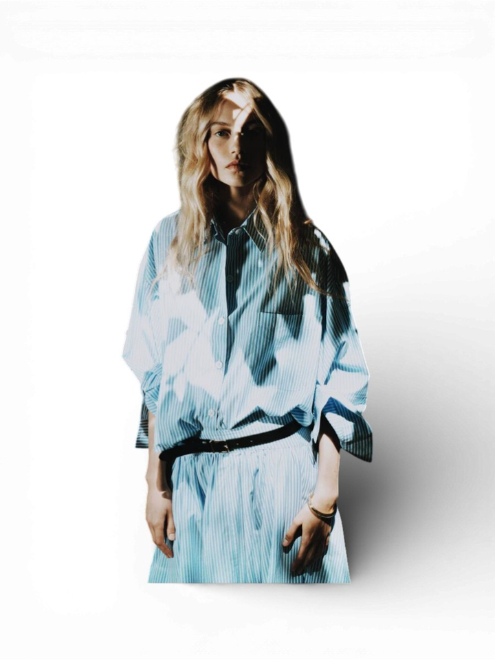 Lichtblauwe gestreepte blouse Nikki Rae 