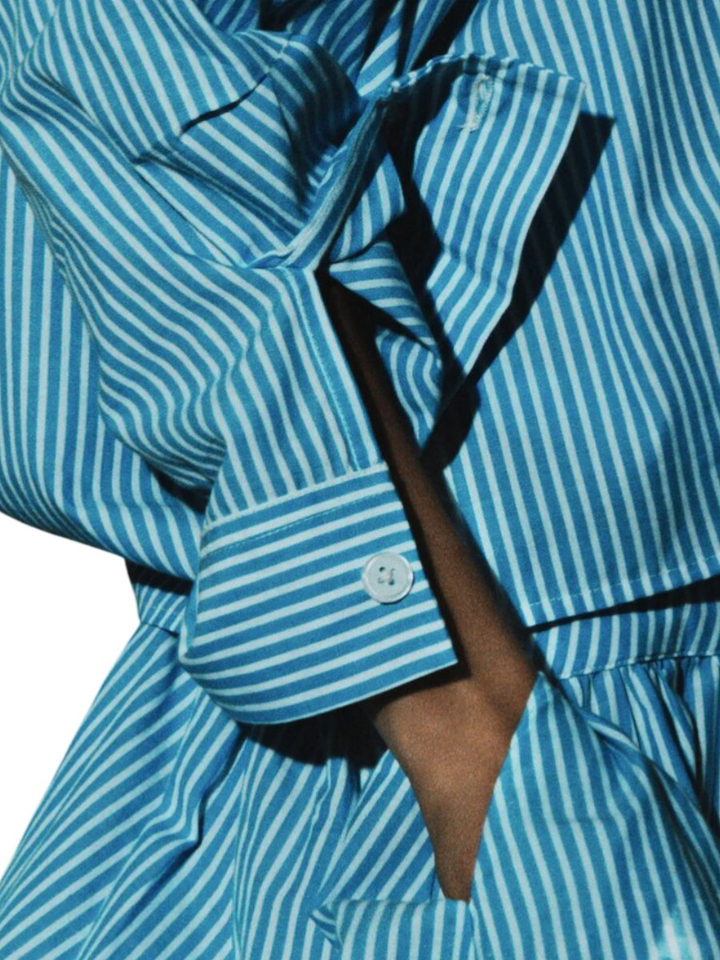 Lichtblauwe gestreepte blouse Nikki Rae 