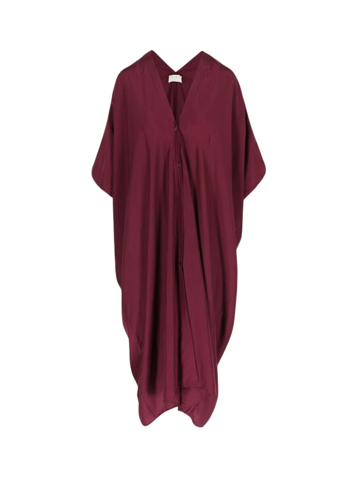 Bordeaux zijden casual kleed Sophia Rae