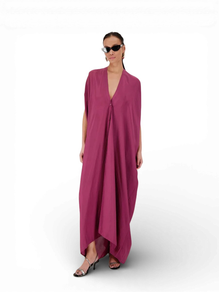 Bordeaux zijden casual kleed Sophia Rae