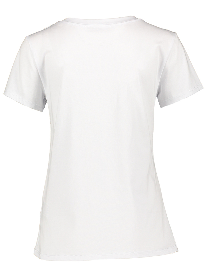 Witte katoenen t-shirt met ronde hals en bloemenprint Rinascimento