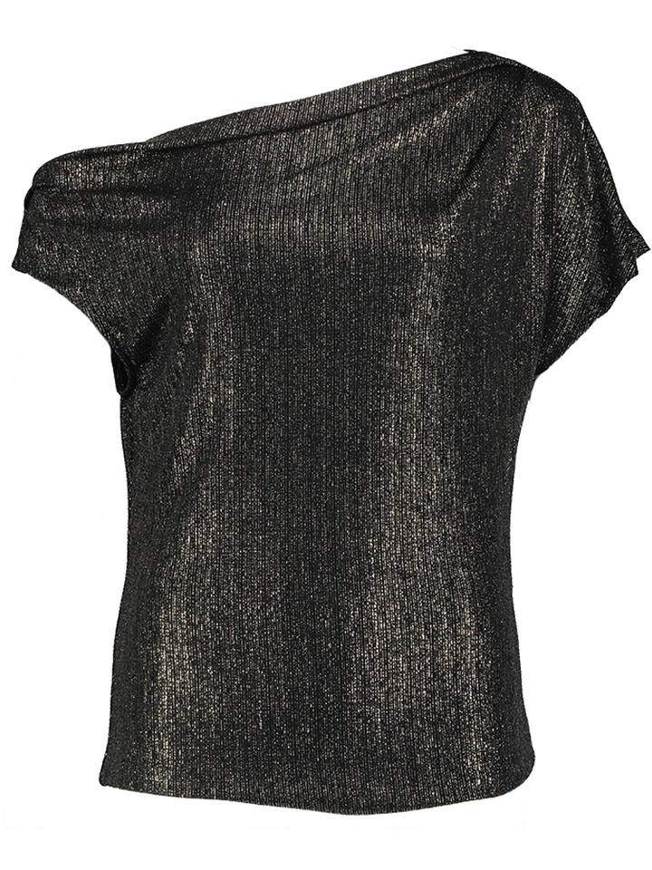 Zwarte metallic blouse Rinascimento