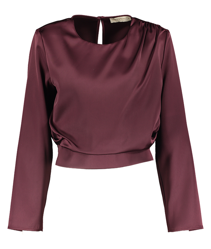 Bordeaux korte bloes in satijnlook Rinascimento