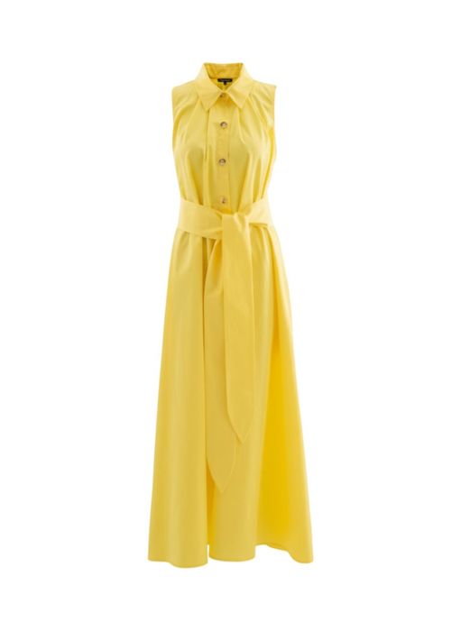 Gele mouwloze midi-jurk met riem Caroline Biss