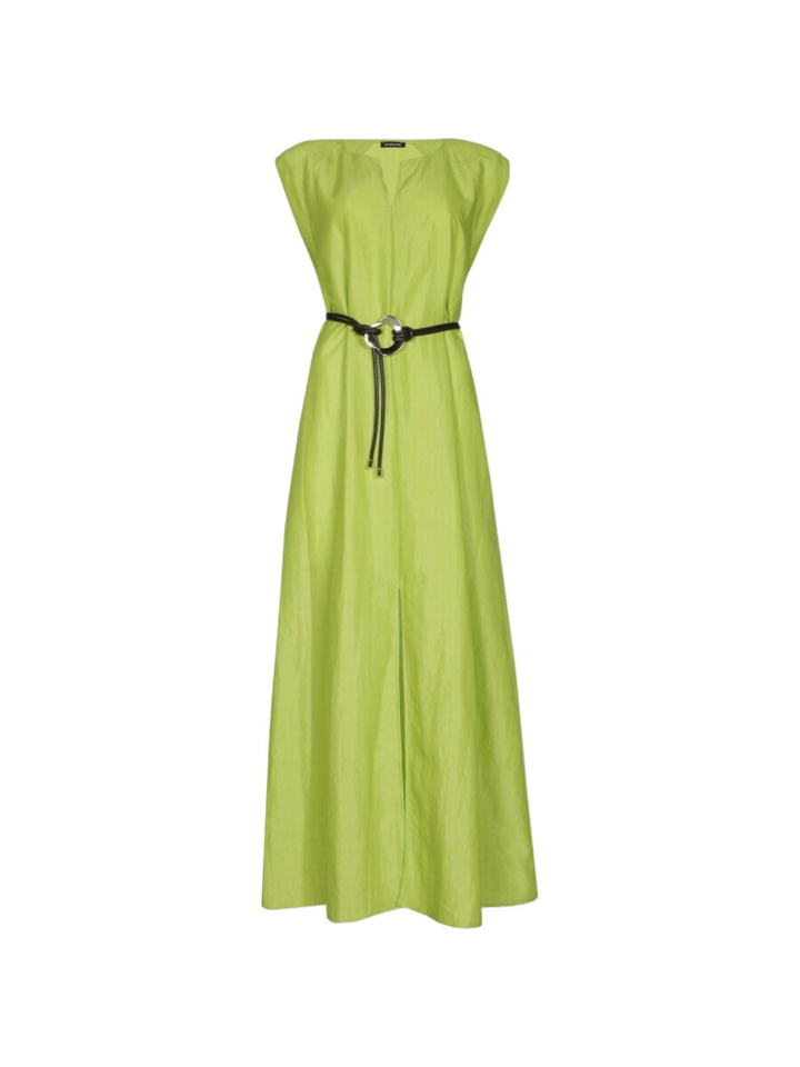 Groen casual kleed met bruine riem Caroline Biss 