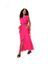 Fuchsia maxi-jurk in glanzende stof Caroline Biss 