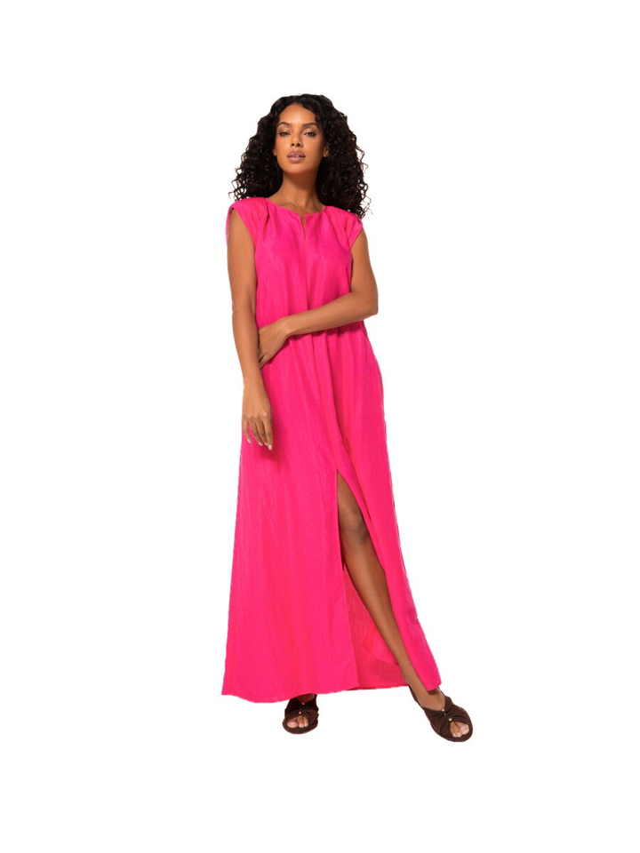 Fuchsia maxi-jurk in glanzende stof Caroline Biss 