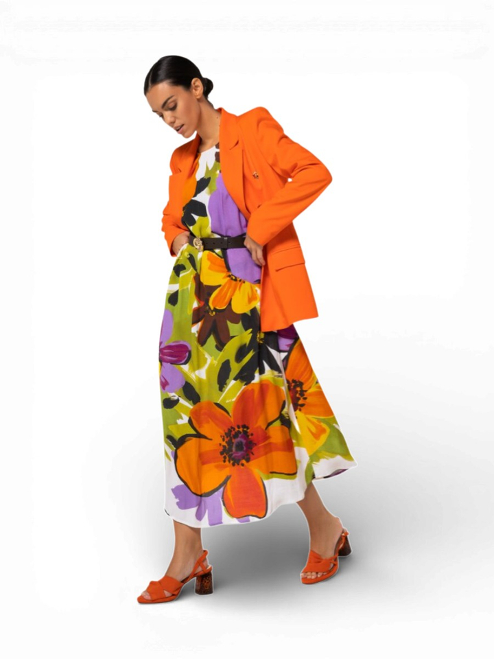 Multicolor jurk in bloemenprint met riem Caroline Biss