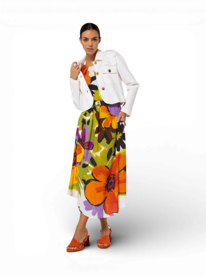 Multicolor jurk in bloemenprint met riem Caroline Biss