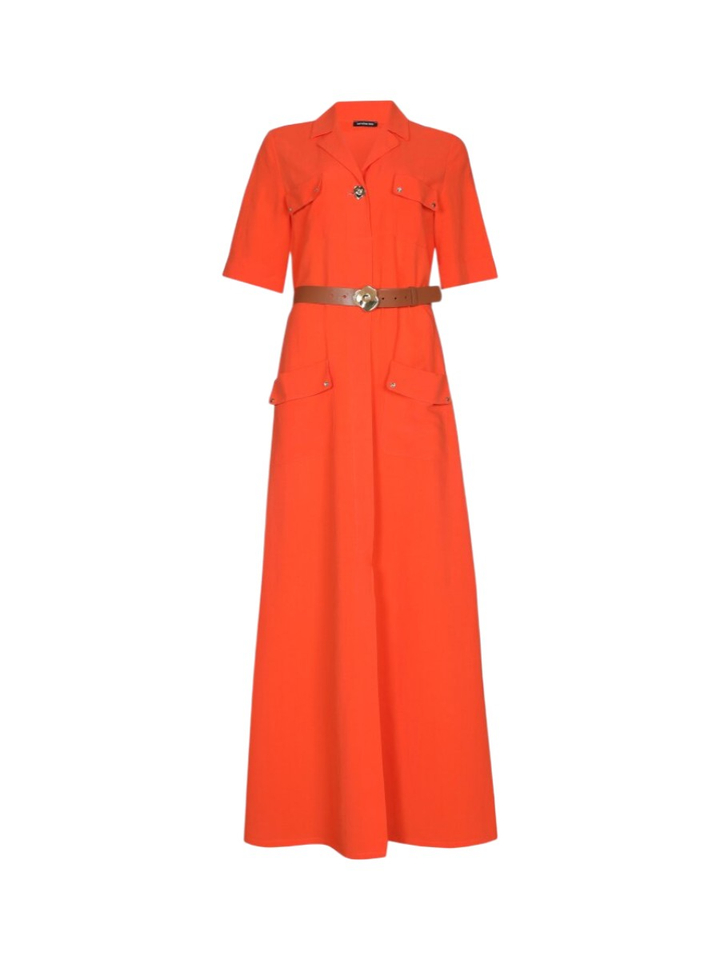 Oranje maxi-jurk met pocketdetail Caroline Biss