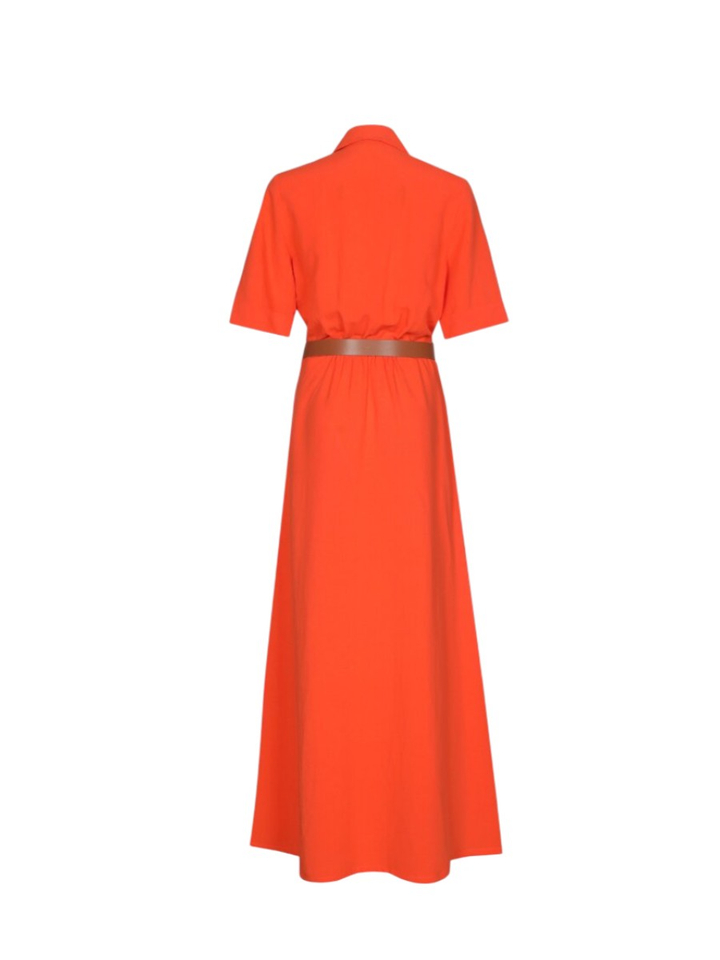 Oranje maxi-jurk met pocketdetail Caroline Biss
