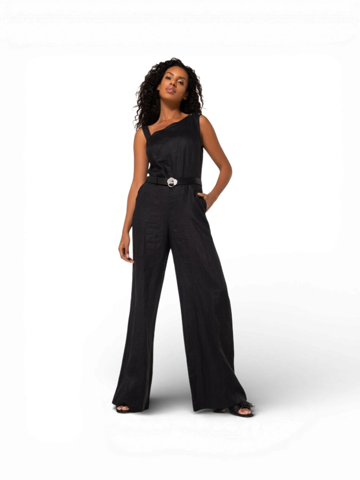 Zwarte linnen jumpsuit Caroline Biss 