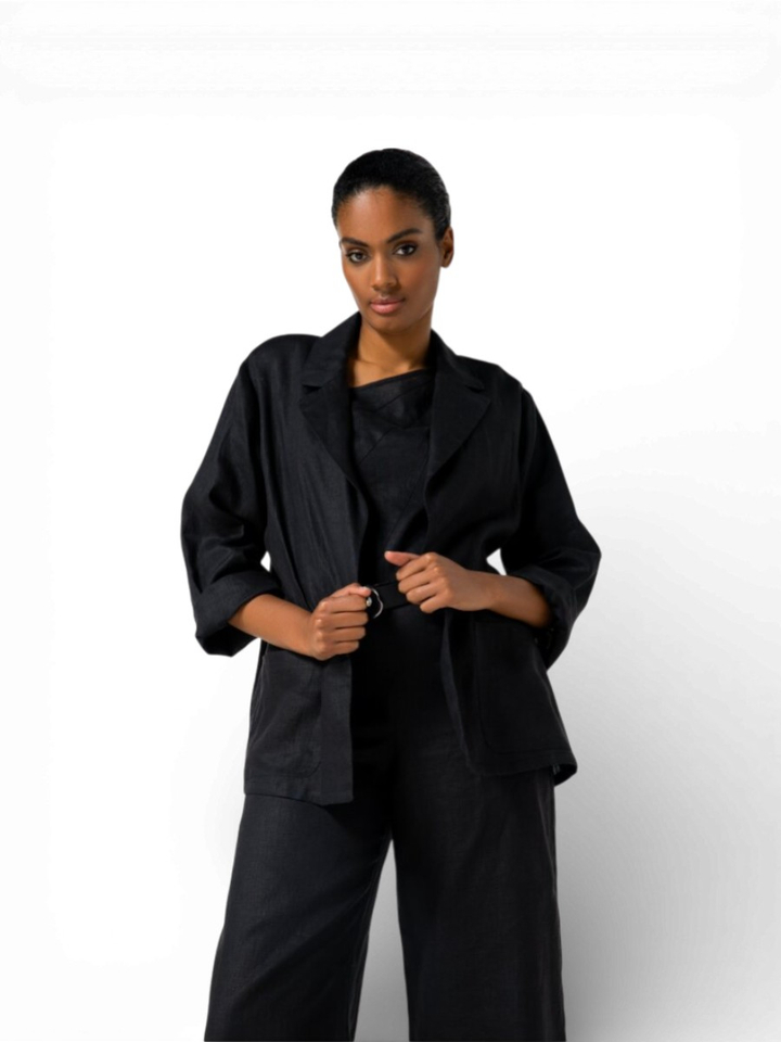 Zwarte linnen jumpsuit Caroline Biss 