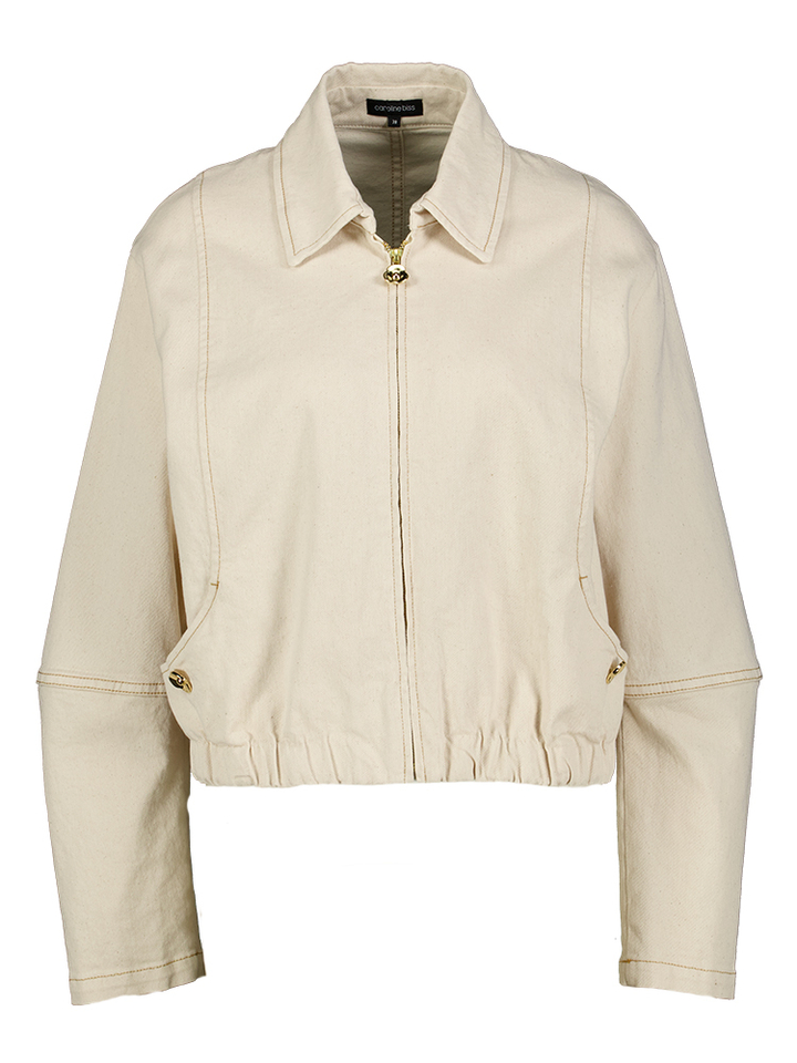 Ecru jeans jas met rits en detail gouden knopen  Caroline Biss