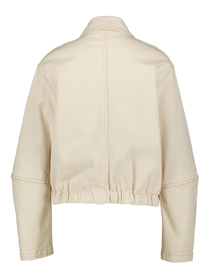 Ecru jeans jas met rits en detail gouden knopen  Caroline Biss