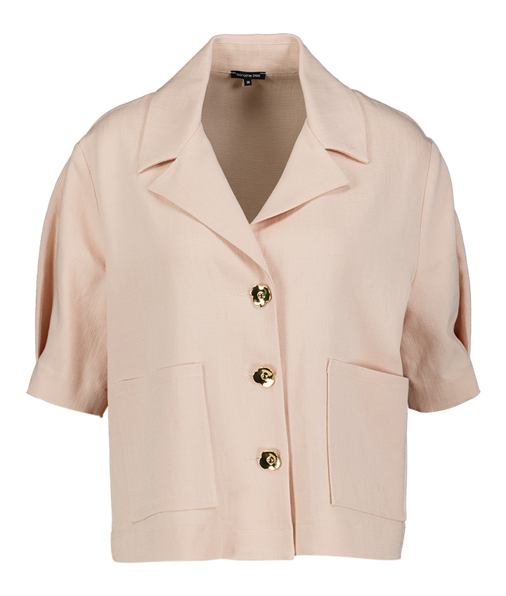 Roze jas met sierlijke gouden knopen Caroline Biss