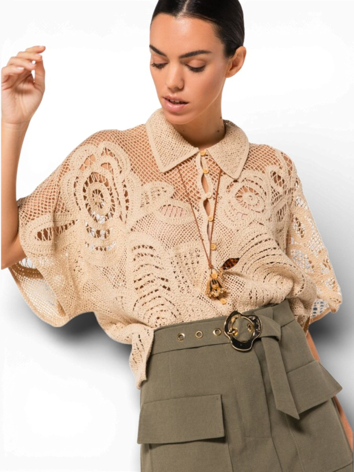 Beige gehaakte bloes Caroline Biss