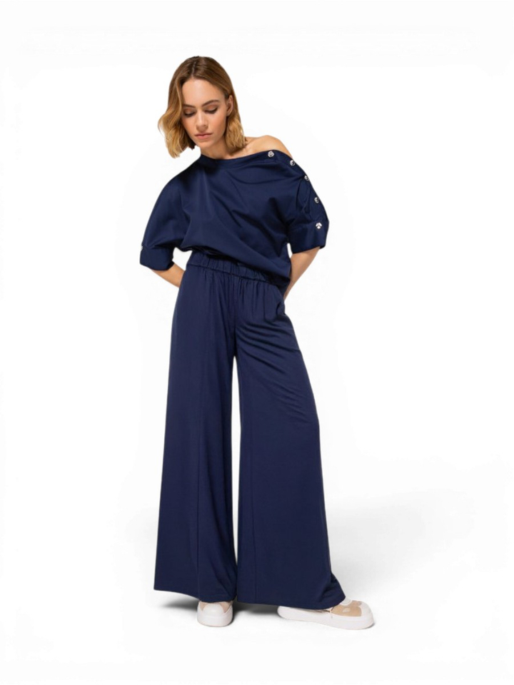 Blauwe losvallende broek Caroline Biss