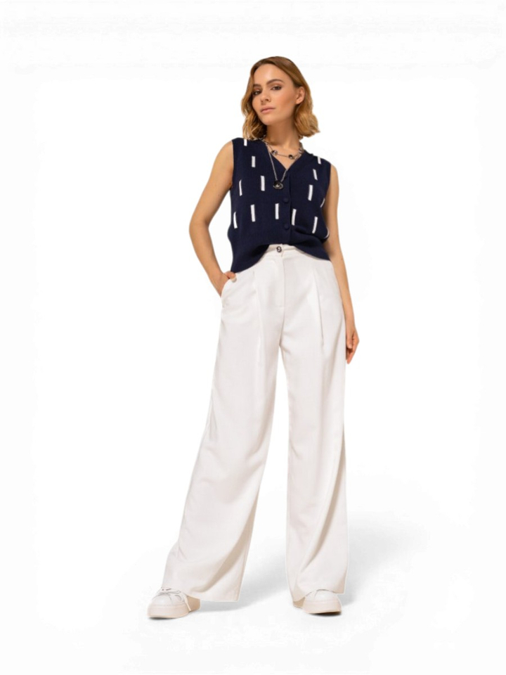 Witte geklede losvallende broek Caroline Biss