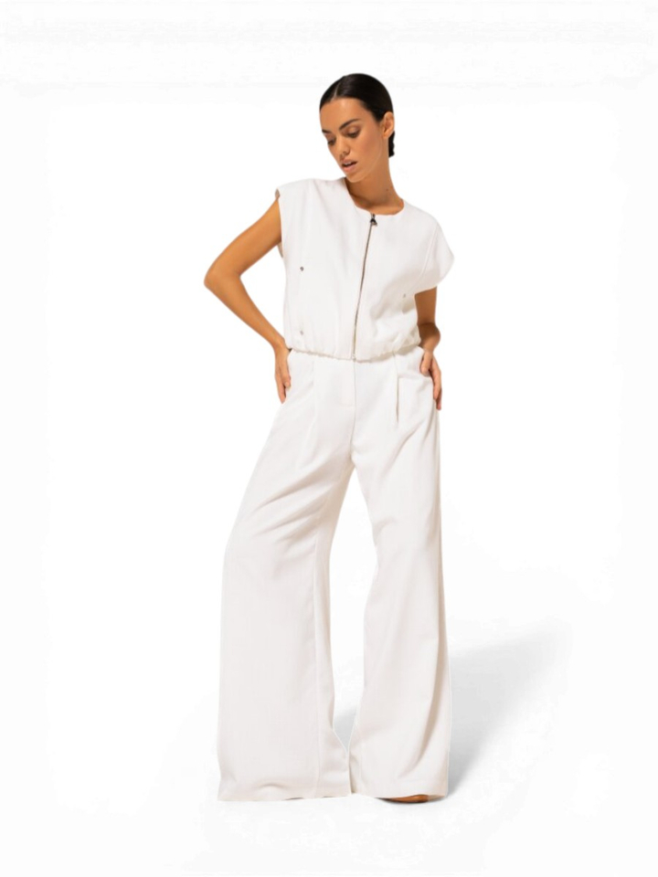 Witte geklede losvallende broek Caroline Biss