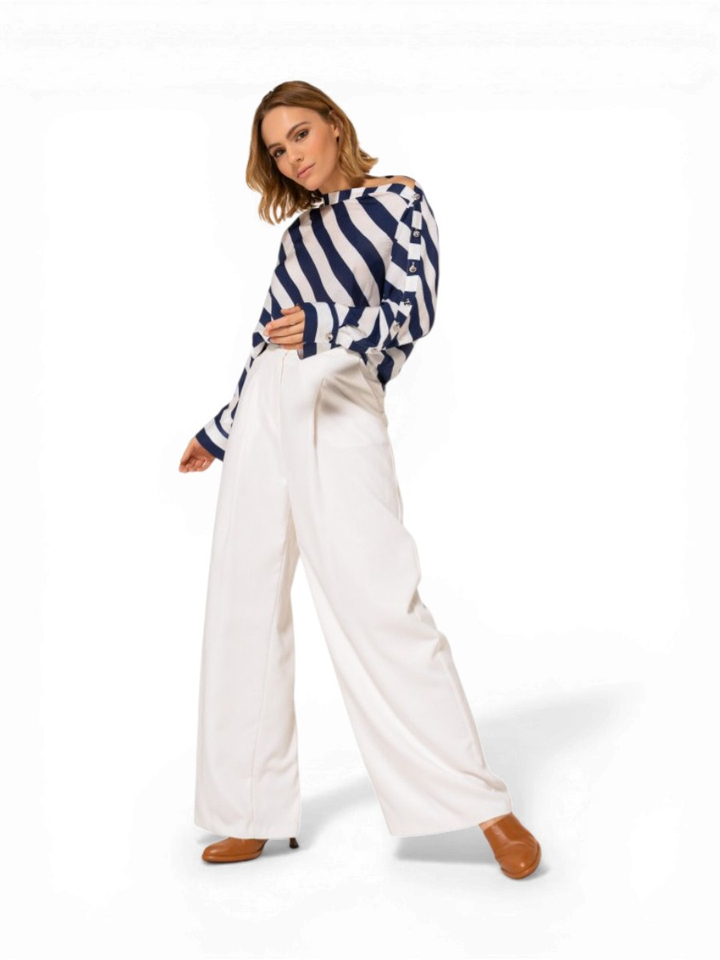 Witte geklede losvallende broek Caroline Biss