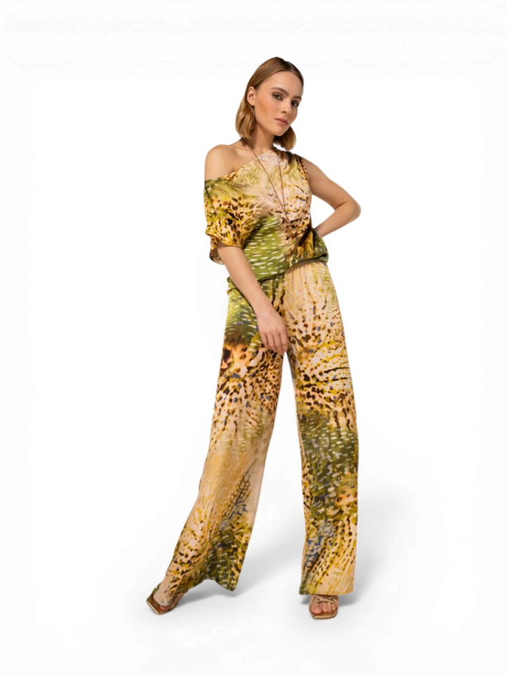 Multicolor wijde broek met print Caroline Biss 