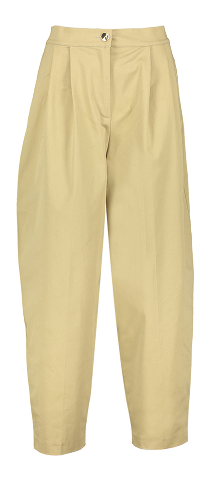 Groenachtige broek met bandplooien Caroline Biss