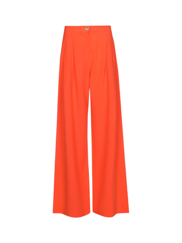 Oranje wijde broek met plooidetail Caroline Biss