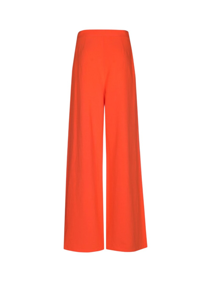Oranje wijde broek met plooidetail Caroline Biss