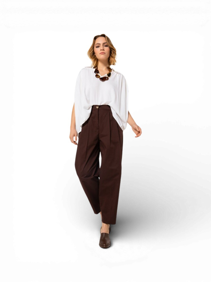 Donkerbruine geklede broek Caroline Biss 