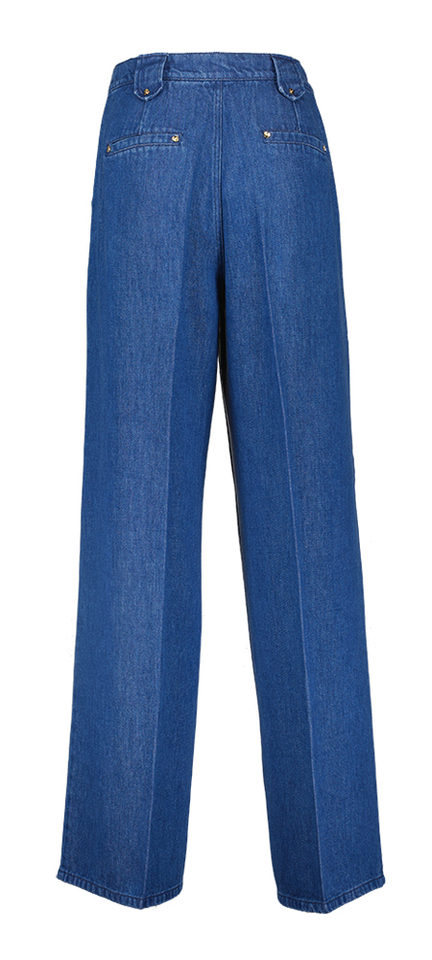 Blauwe broek in soepelvallend denim Caroline Biss