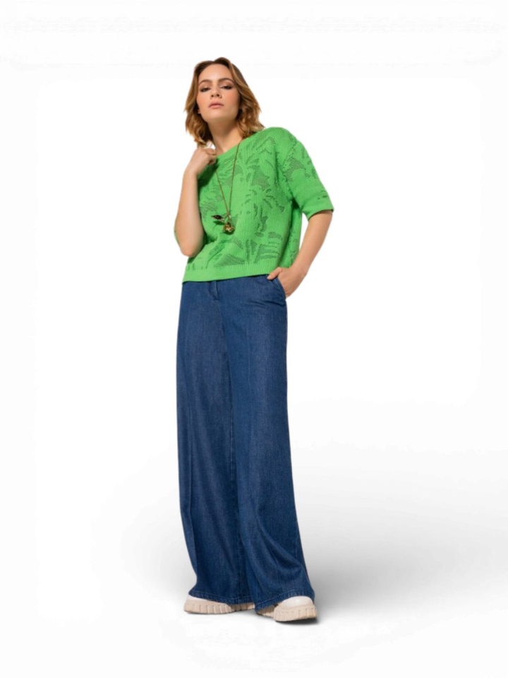 Blauwe broek in soepelvallend denim Caroline Biss