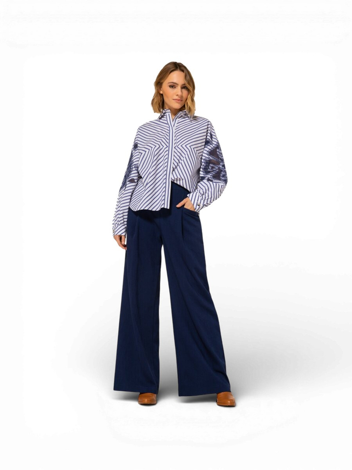 Wit blauw gestreepte bloes Caroline Biss