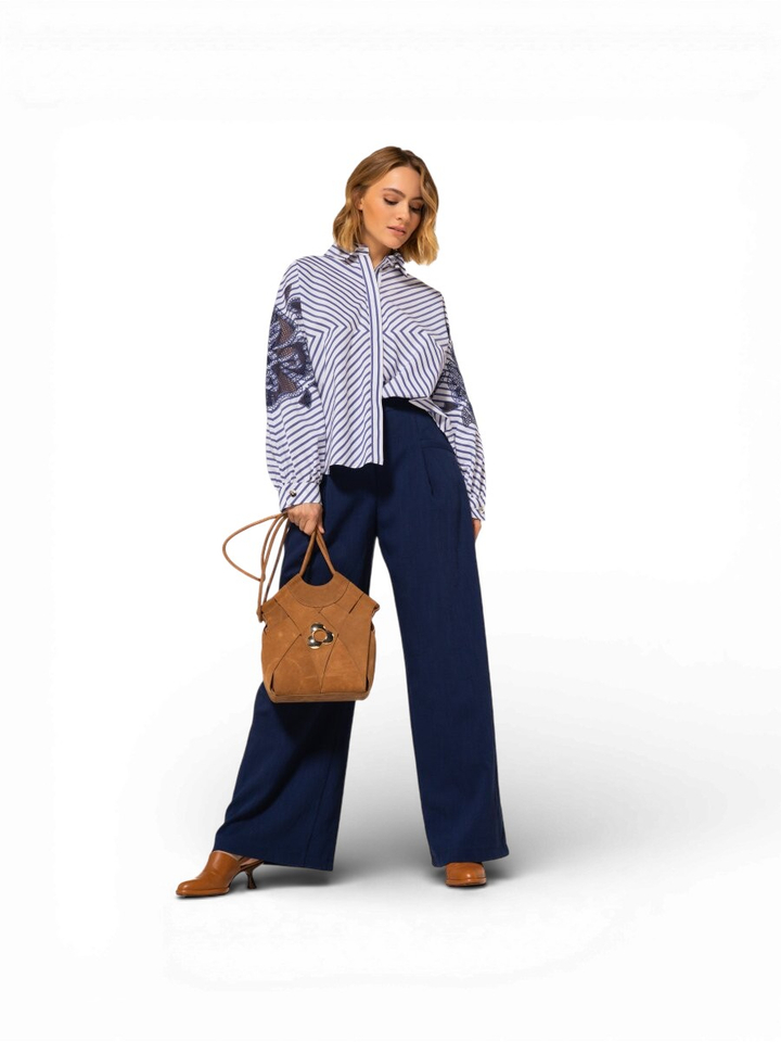 Wit blauw gestreepte bloes Caroline Biss